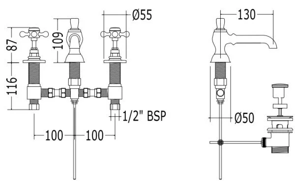 Смеситель для раковины Devon&Devon Victorian IBV500OT золото