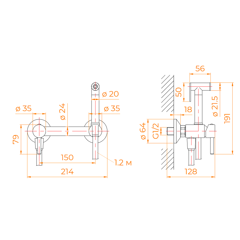 Гигиенический душ со смесителем RGW Shower Panels 581408215-01 хром