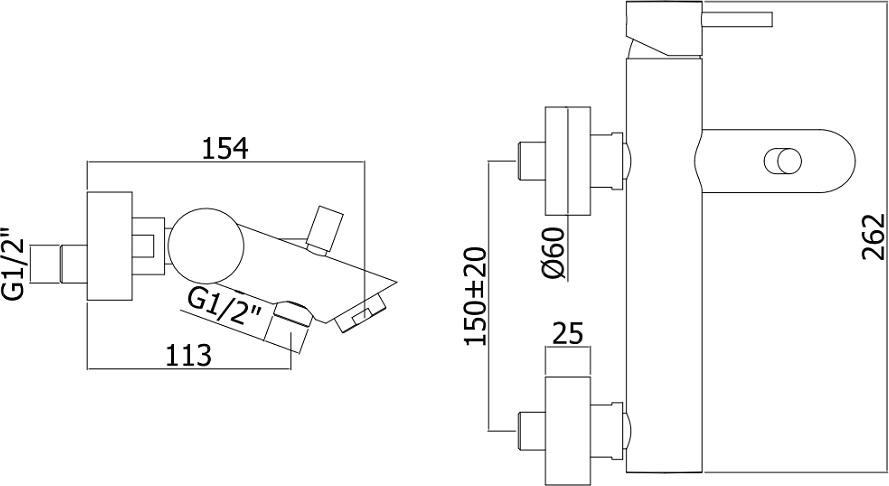 Смеситель Paffoni Light LIG022ST для ванны с душем