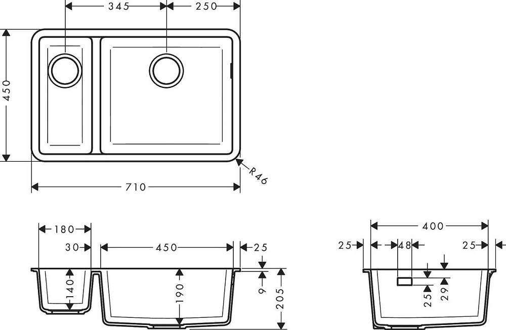 Кухонная мойка Hansgrohe S51 S510-U635 43433170