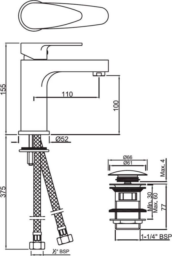 Смеситель для раковины Jaquar Vignette Prime VGP-ABR-81011BCLW