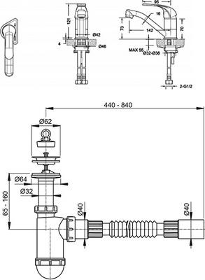 Комплект Раковина Roca Debba 50x42 + Пьедестал Roca Debba 33799000Y + Смеситель Bravat Fit F1233188CP-RUS FIT