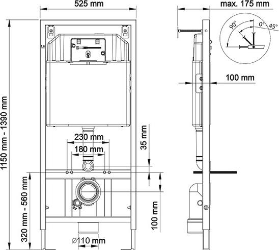 Инсталляция для подвесного унитаза Berges Wasserhaus 040254 с белой кнопкой смыва