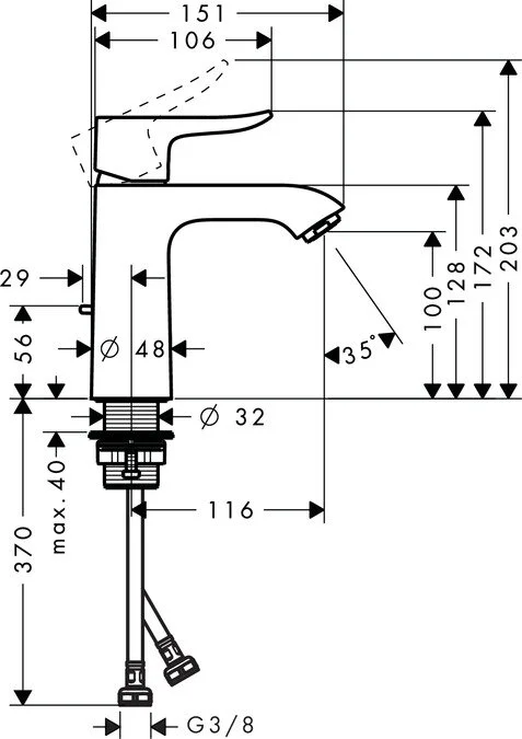 Смеситель для раковины Hansgrohe Metris 31203000 хром