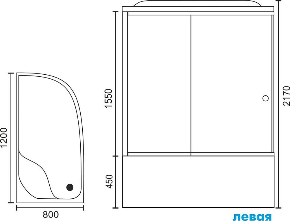 Душевая кабина 120х80 см Royal Bath ВК RB8120BK1-T-L стекло прозрачное