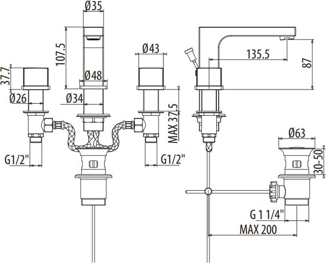 Смеситель для раковины Gattoni Kubik 2510025C0, хром