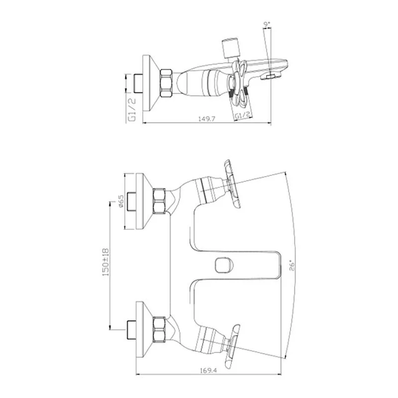 Смеситель для ванны с душем Argo Standart 342-N PLATO хром