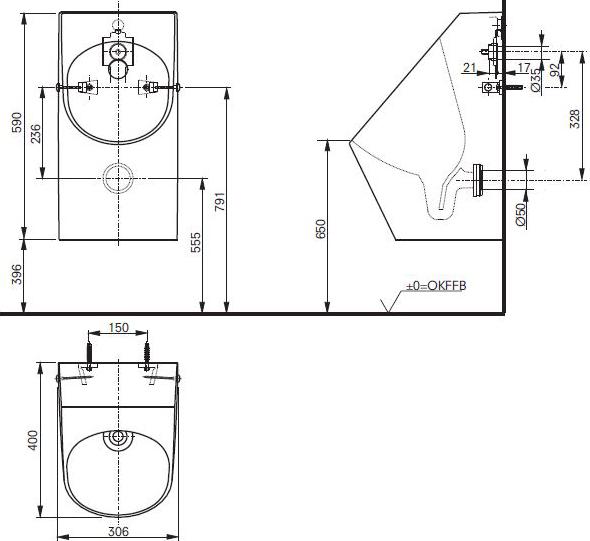 Писсуар TOTO Public UWN926EBS#XW