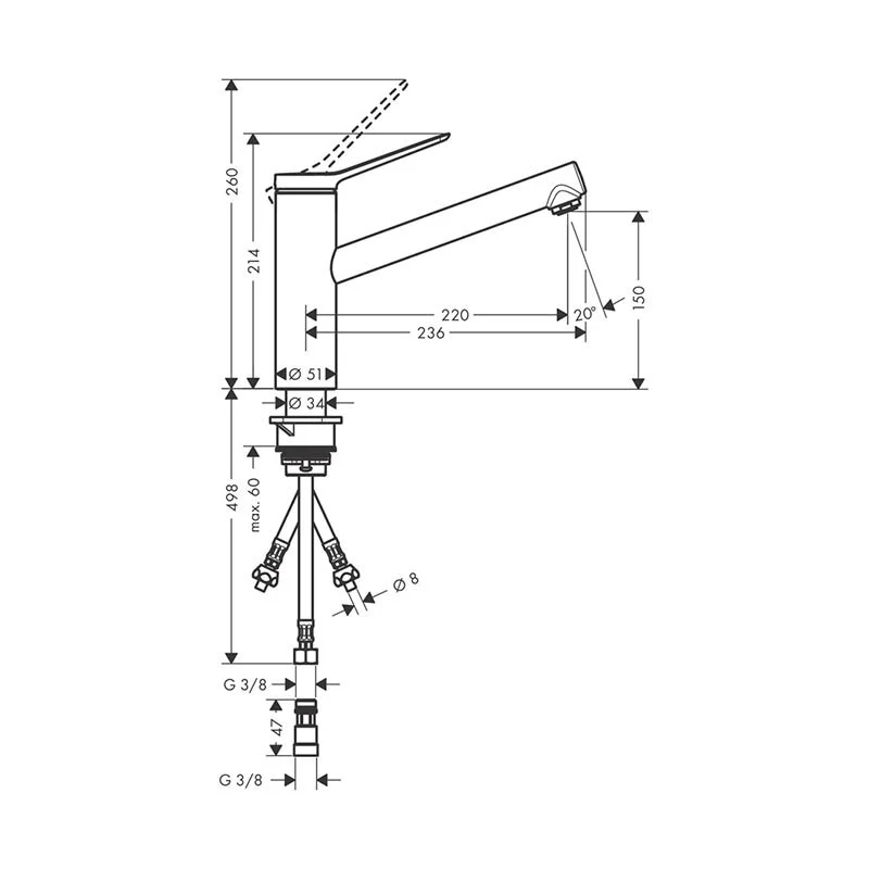 Смеситель для кухни Hansgrohe Zesis 74806800 серый