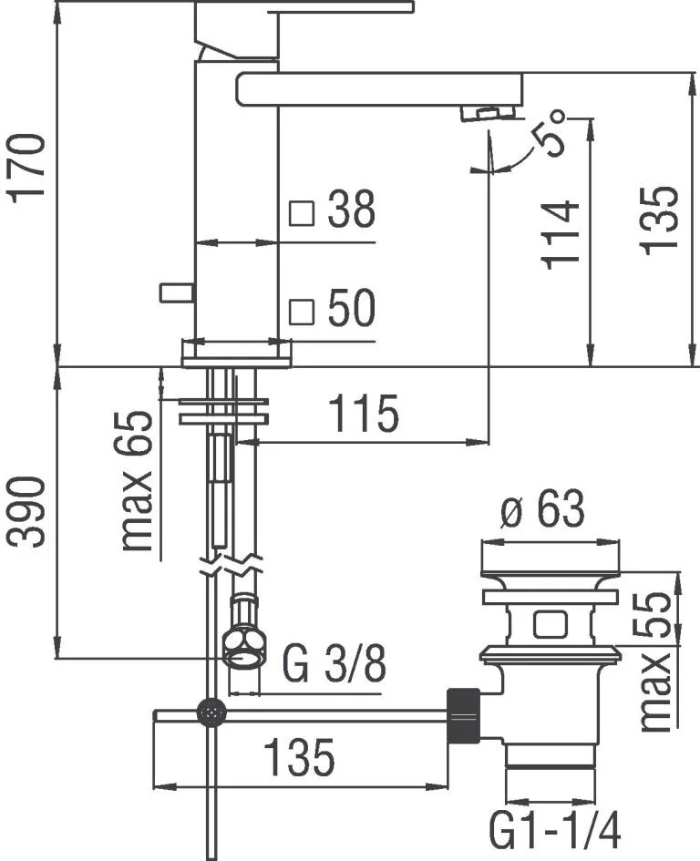 Смеситель для раковины Teknobili Loop LP90118/1CR хром