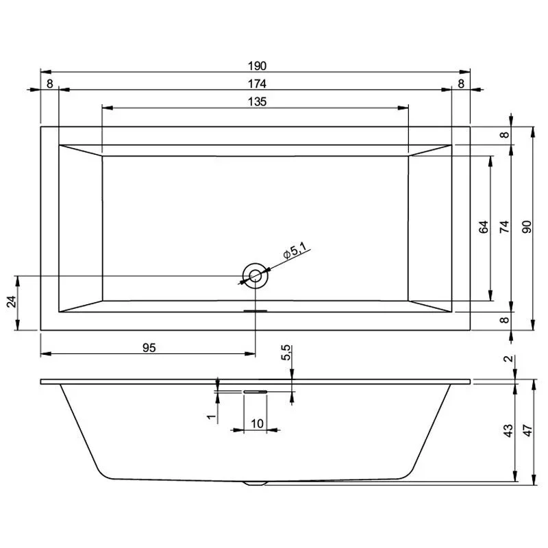 Акриловая ванна Riho Rething Cubic B109012005 белый