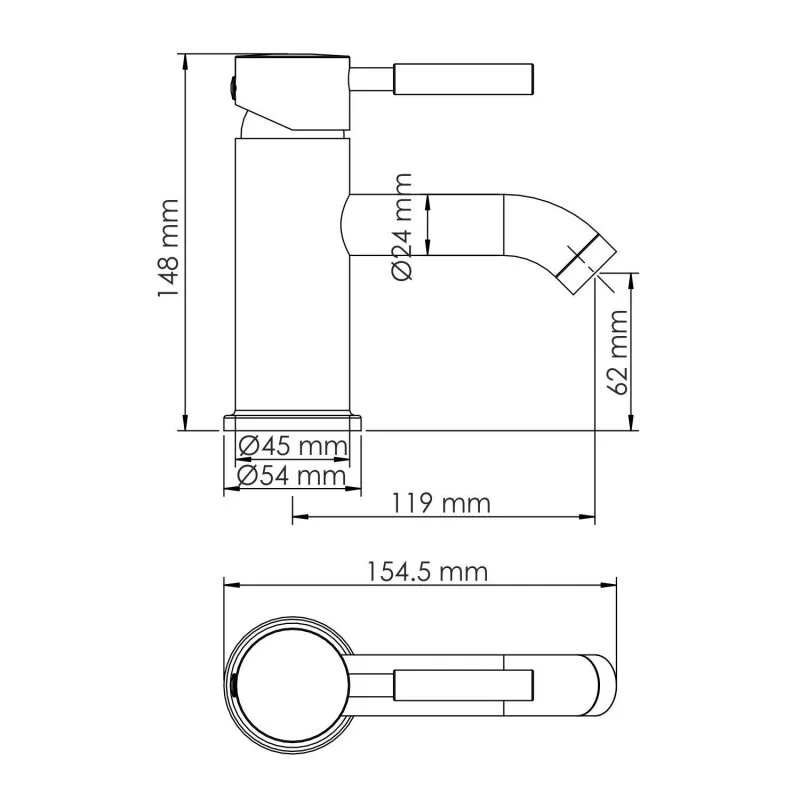 Смеситель для раковины WasserKRAFT Gollach 3300 3305 черный