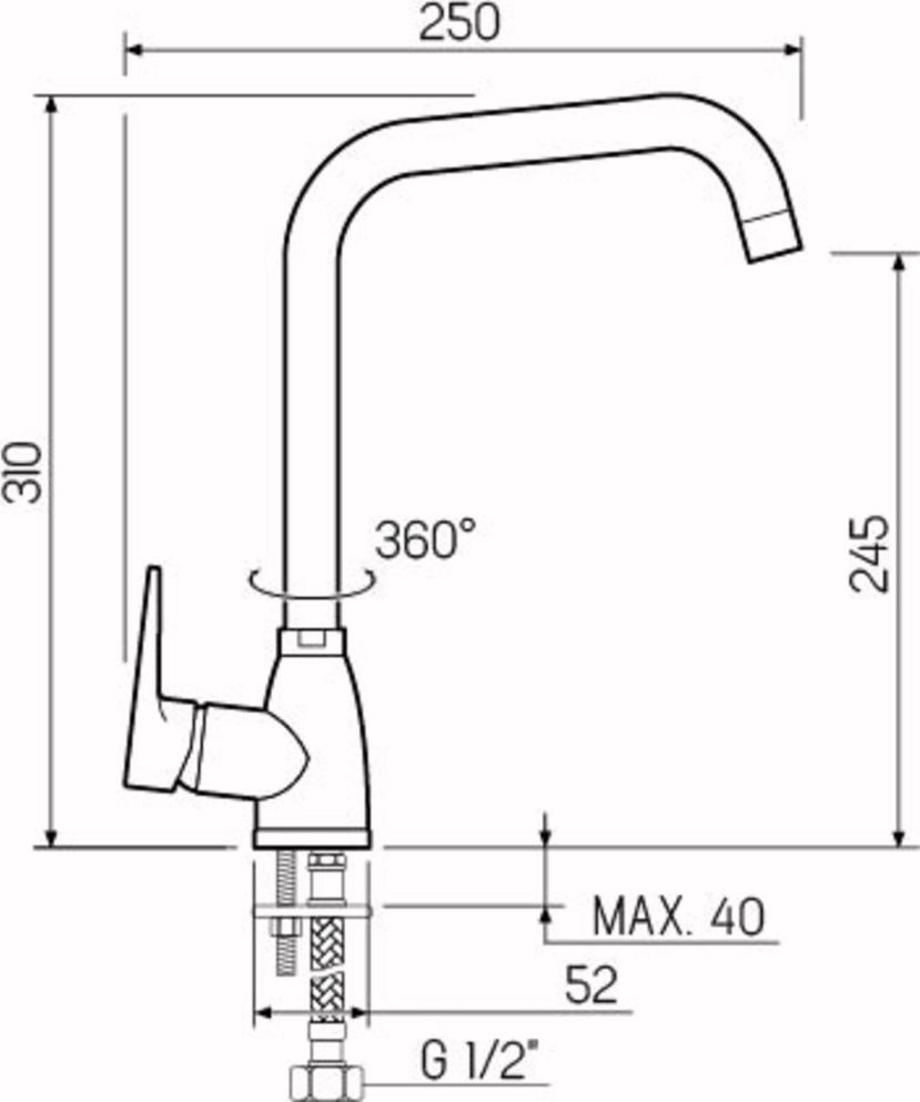 Смеситель для кухни РМС SL77BL-017F-1, черный