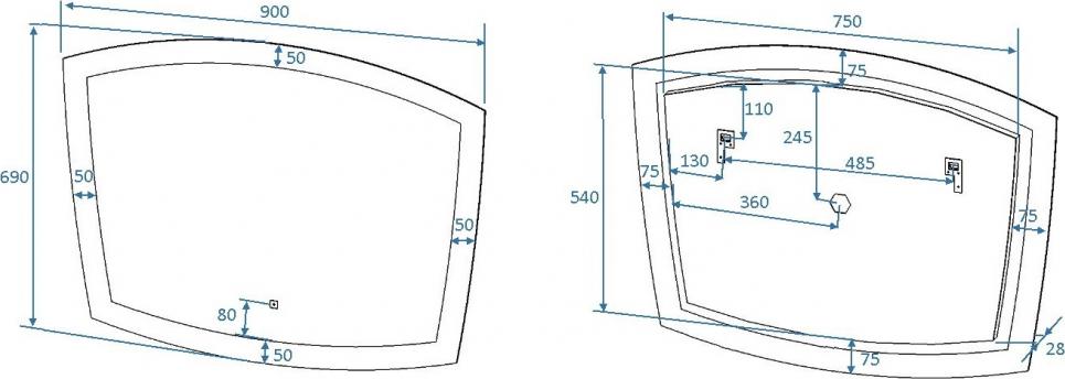 Зеркало Art&Max Roma 90 AM-Rom-900-700-DS-F с подсветкой, белый