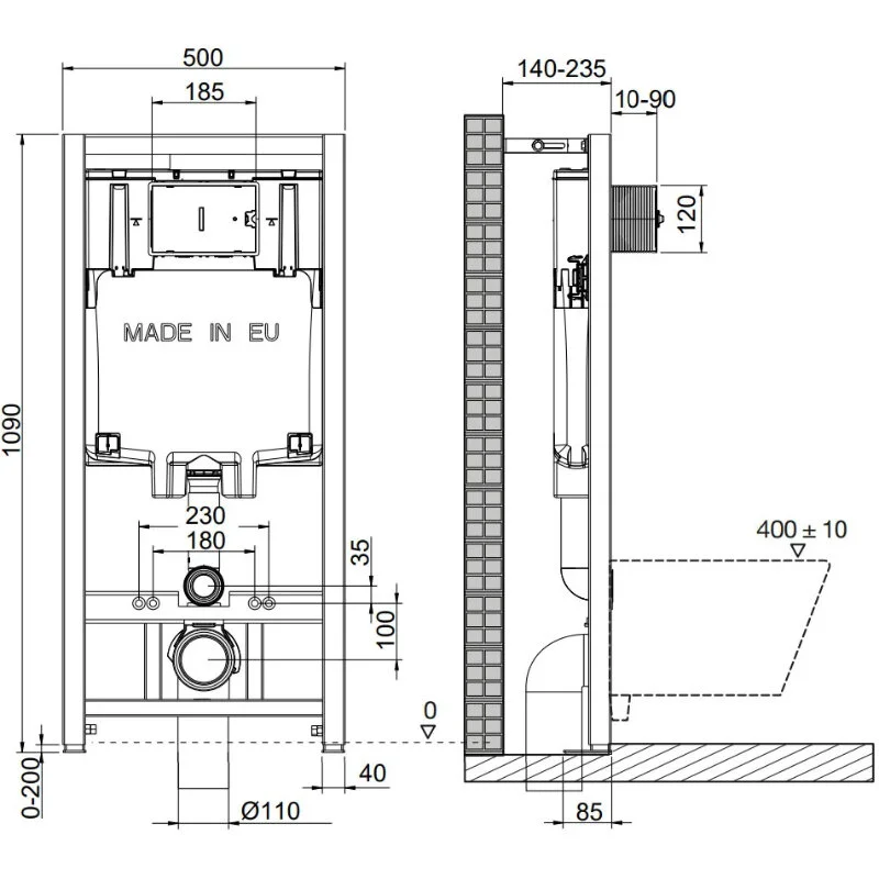 Комплект инсталляция OLI 80 Eco с унитазом Point Виктория PN41061, сиденье микролифт, клавиша OLI Slim, цвет черный, 886914SLO3+PN41061