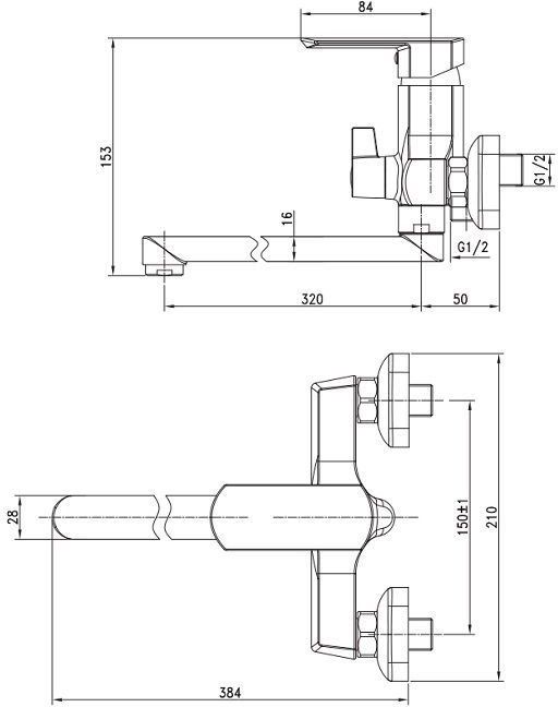 Смеситель для ванны с душем Aquanet Cinetic AF120-21C хром