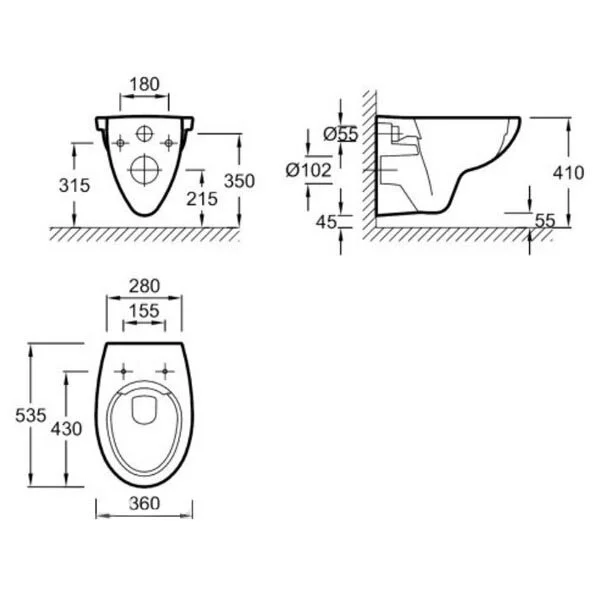 Инсталляция Jacob Delafon с безободковым унитазом Jacob Delafon Patio EDV102-00, сиденье микролифт клавиша хром, комплект 302550