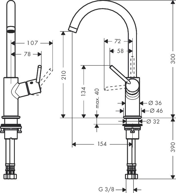 Смеситель для раковины Hansgrohe Talis 32082000, хром