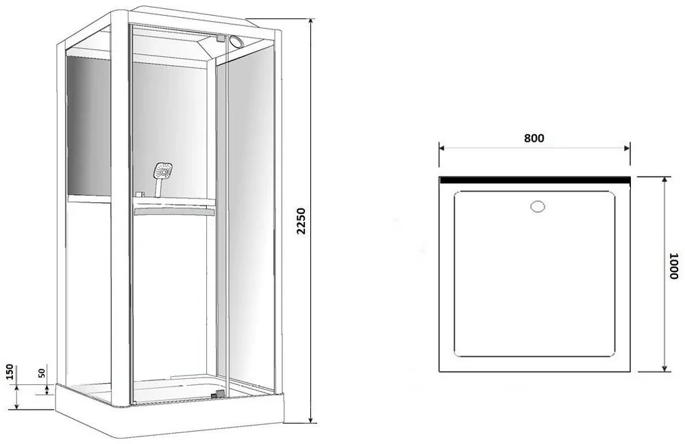 Душевая кабина Grossman GR222 100x80 см чёрная