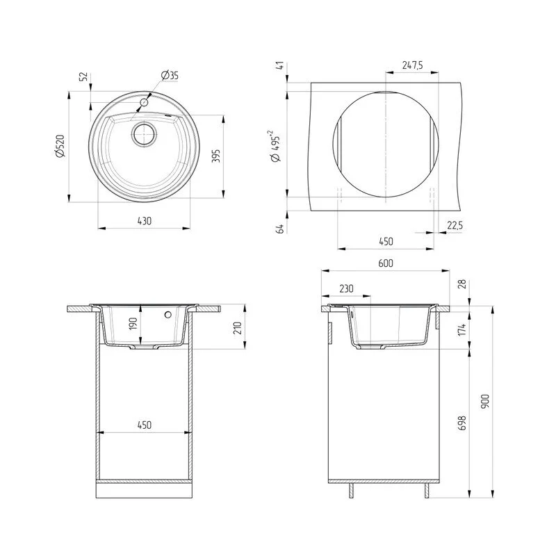 Кухонная мойка Ulgran U-603 U-603-309 серый