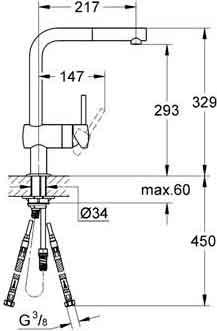 Комплект Кухонная мойка Grohe K400 31566SD0 + Смеситель Grohe Minta 32168000 для кухонной мойки