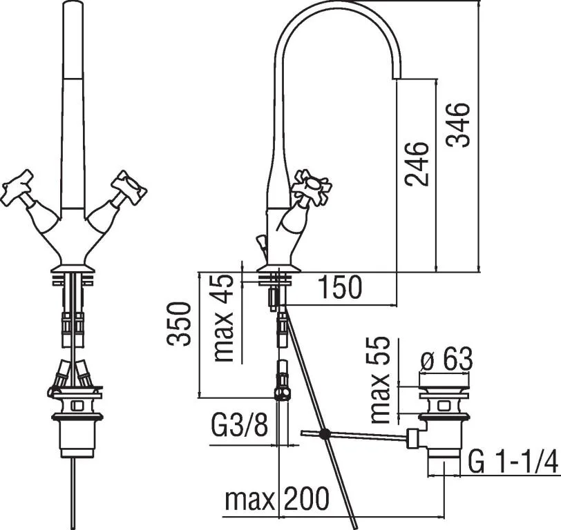 Смеситель для раковины Teknobili Carlos Primero T3 CP218/1T3CR хром