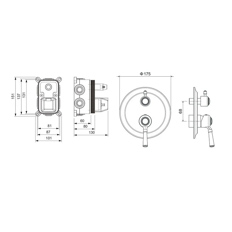 Смеситель для душа Акватек Классик AQ1547MBR черный