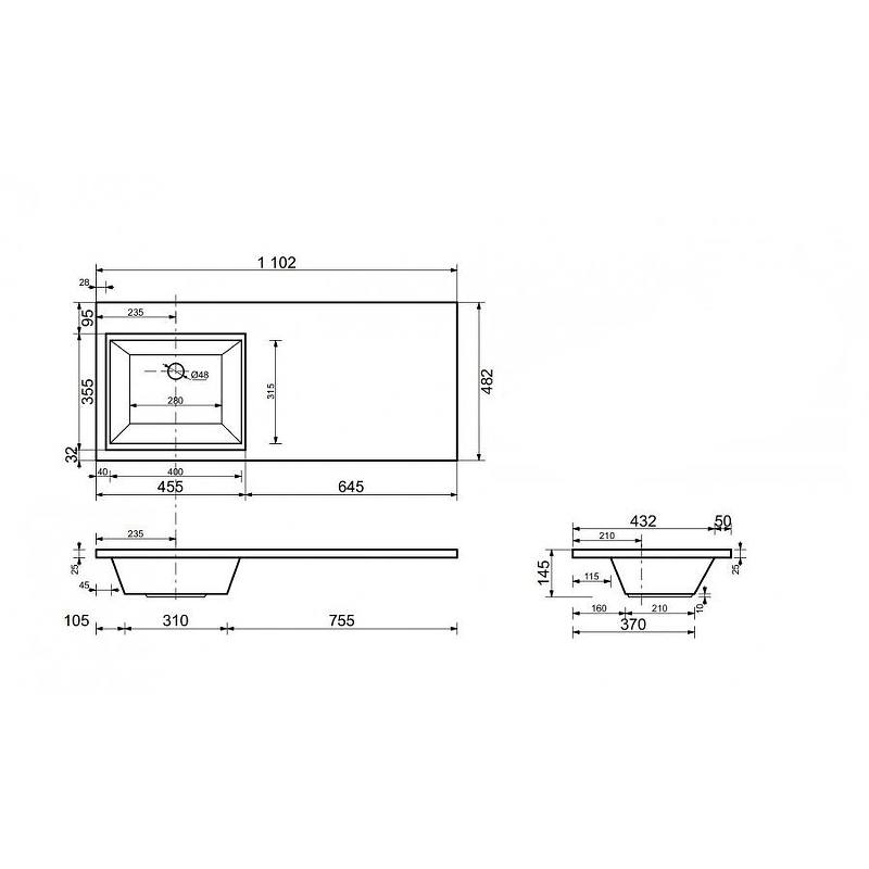 Раковина Style Line Estetus Даллас 110 СС-00002387, левая