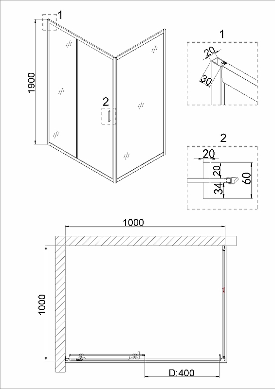 Душевой уголок Niagara Nova 100x100 NG-42-10AG-A100G, профиль золото, стекло прозрачное