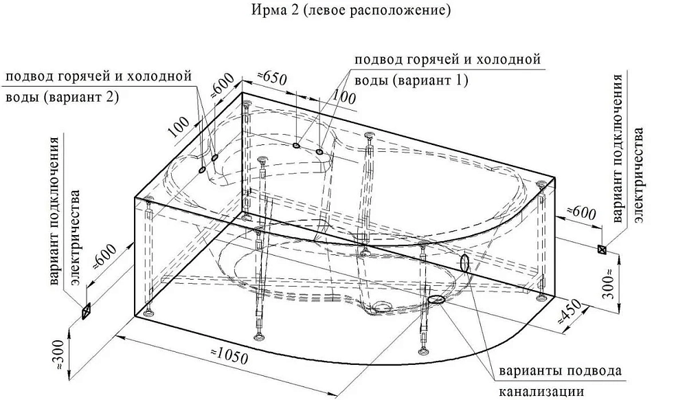 Акриловая ванна Vannesa Massage 2-77-2-1-9-216 белый