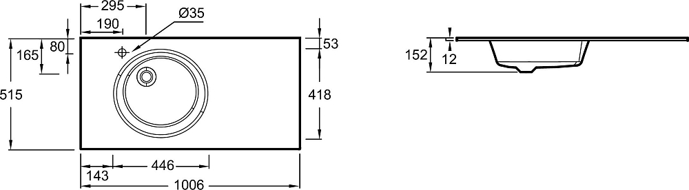 Раковина 101 см Jacob Delafon Odeon Rive Gauche EB2564-DE3, бронза матовая