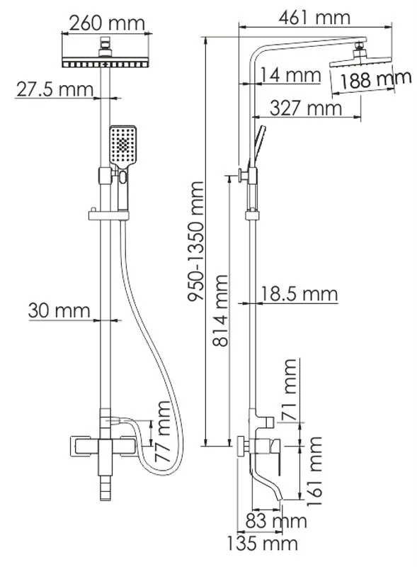 Душевая система WasserKRAFT серия A A16501 хром