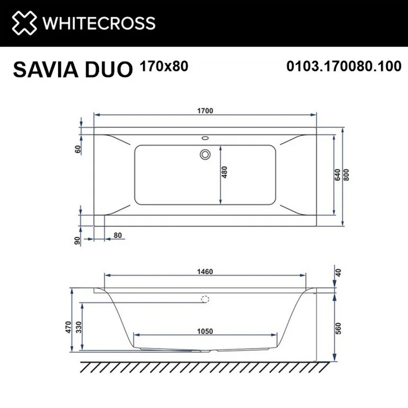 Акриловая ванна Whitecross Savia Duo 0103.170080.100.LINE.BR белый