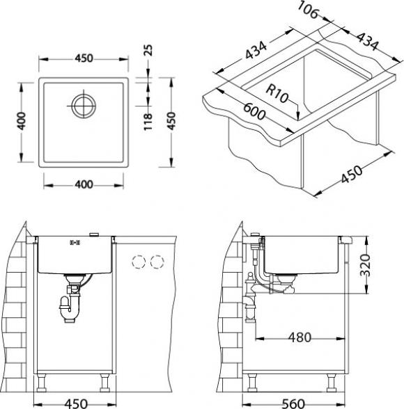 Кухонная мойка Alveus Quadrix 30 - Monarch 1103381, бронза