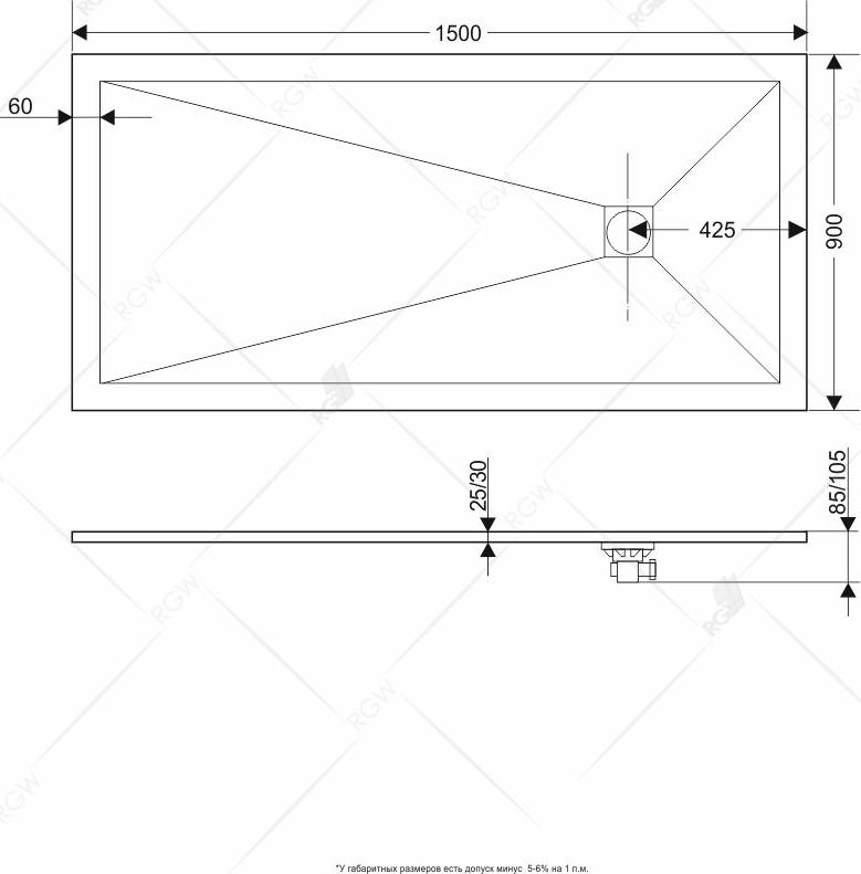 Душевой поддон RGW ST-G 14152915-02 90x150 см, графит