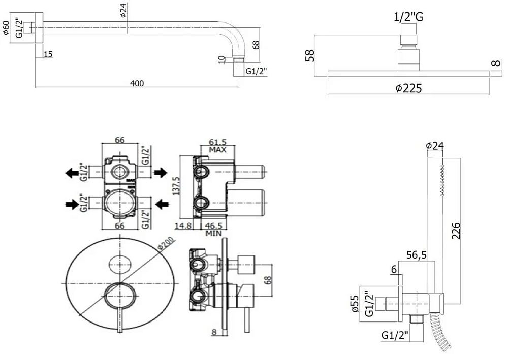 Душевая система Paffoni KIT LIG KITLIG018CR хром