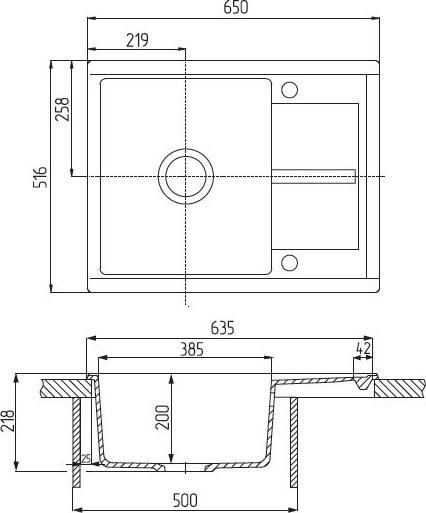 Кухонная мойка Aquaton Делия 65 1A718632DE230, серый