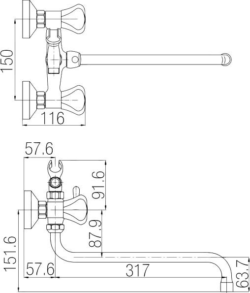 Смеситель Paulmark Dresden Dr121003 универсальный