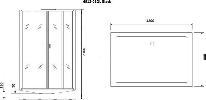 Душевая кабина Niagara Premium 69120134QLBLACK 120х80х210 стекло тонированное