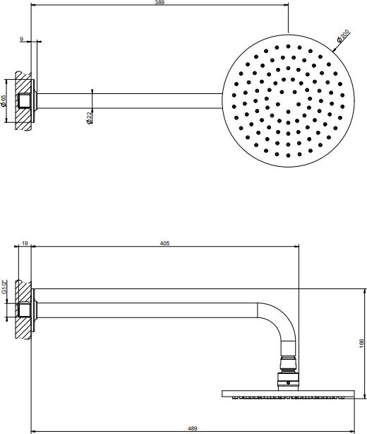 Верхний душ с кронштейном Gessi Inciso 58148#246, золото