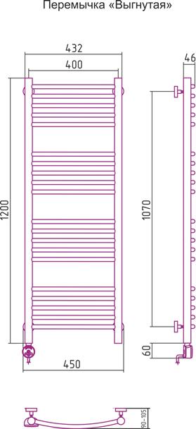 Полотенцесушитель электрический Сунержа Богема 00-0502-1240 120x40 L