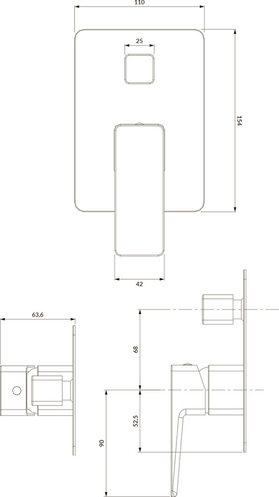 Смеситель для ванны с душем Omnires Parma PM7435BL, чёрный