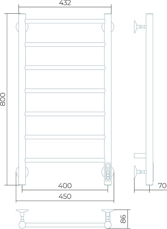 Полотенцесушитель электрический Larusso Джаз КС П7 40x80 9005 4670078536440, черный