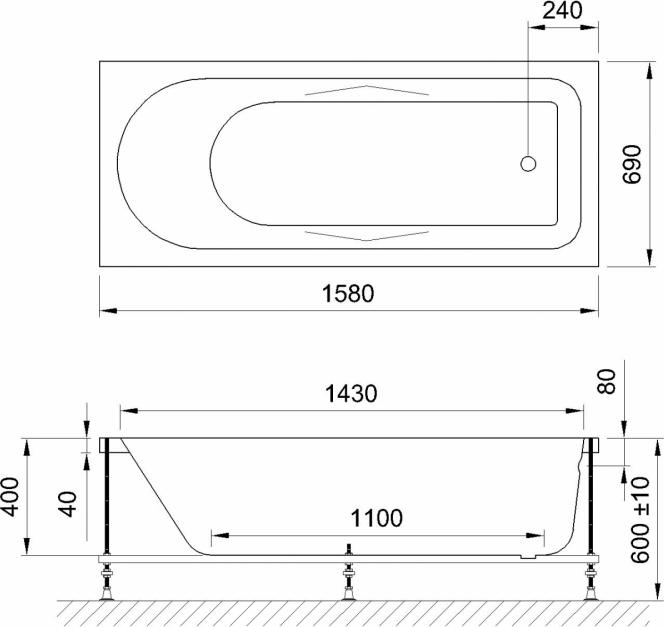 Акриловая ванна Royal Bath Tudor 160х70 см RB407702ST с гидромассажем