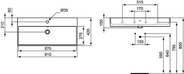 Раковина Ideal Standard Strada K078601 90 см