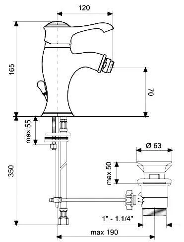 Смеситель для биде Emmevi Ares 76004BR бронза