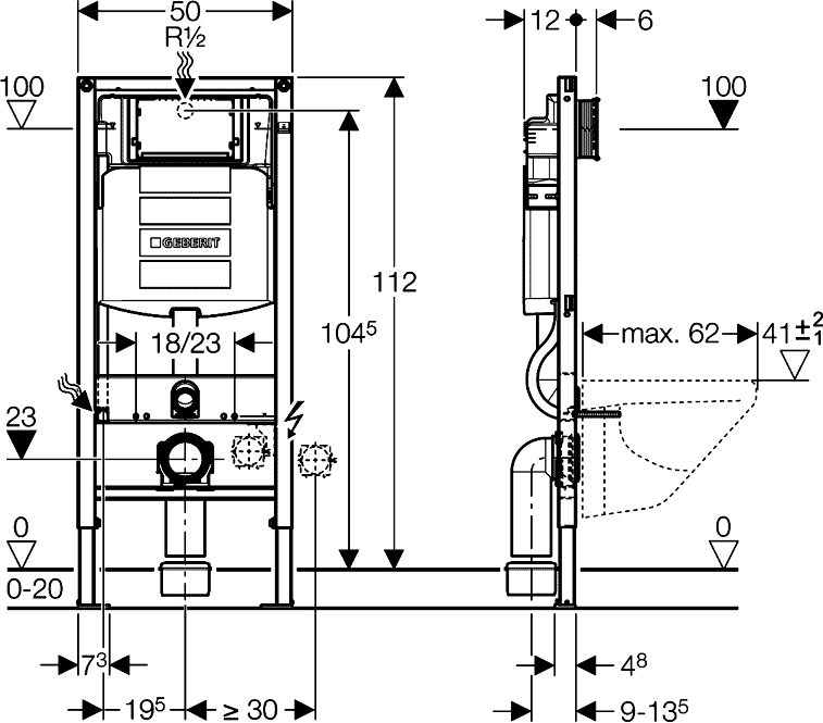 Комплект инсталляция с подвесным унитазом Ideal Standard Ecco с сиденьем микролифт