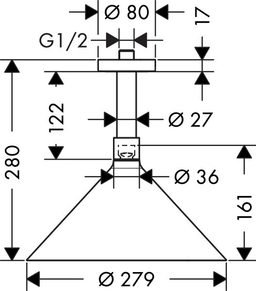 Верхний душ 280 mm Axor Front 26022000