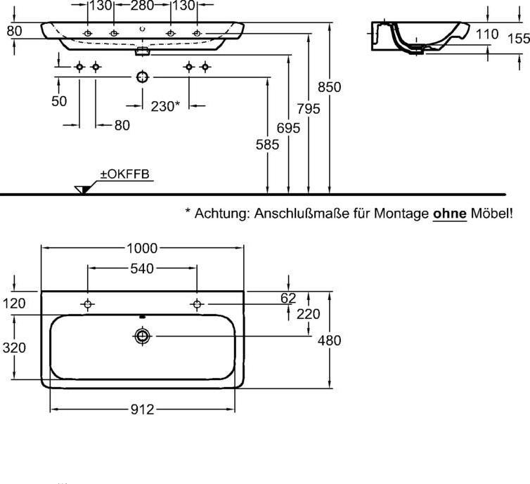 Раковина 100 см Geberit (Keramag) It! 121905000, белый