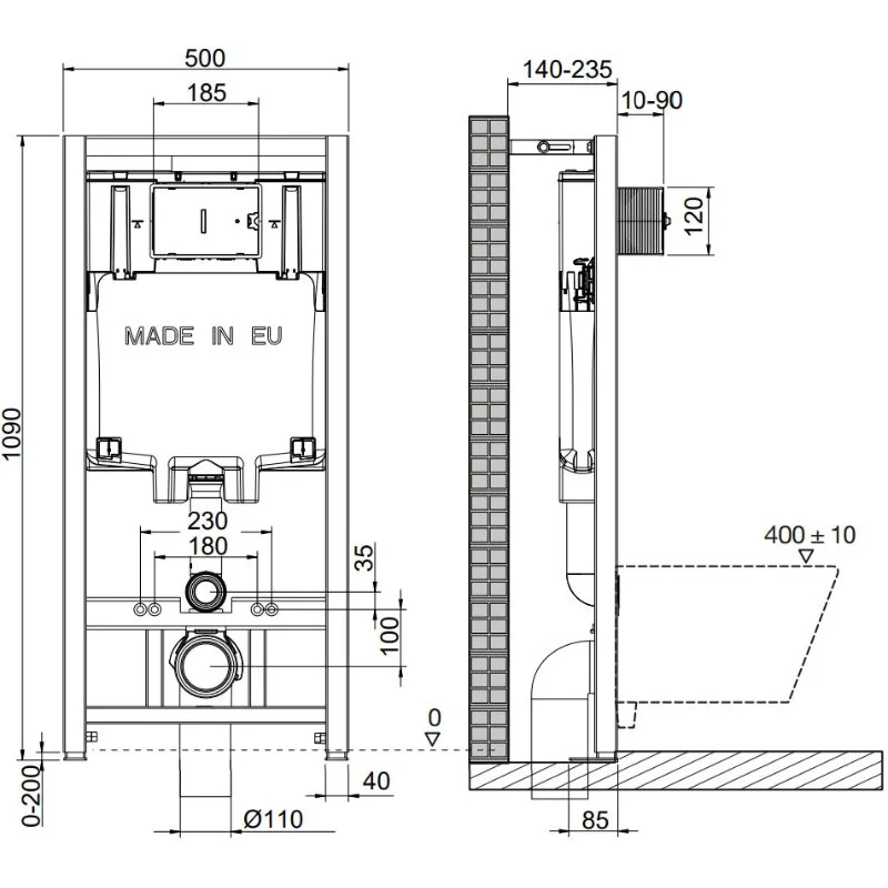 Комплект инсталляция OLI 80 Eco с унитазом Point Вега PN41711, сиденье микролифт, клавиша OLI Slim, цвет черный, 886914SLO3+PN41711